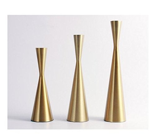 Aluminium Brushed Golden Taper Candlestick Holders for Wedding Sustainable Quality Metal Candle Holder with Customized Shape