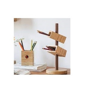 Custom Shape Acacia Wooden Pen Pencil Holder Stand Multi Purpose Use Pencil Cup Pot Desk Organizer Wholesaler