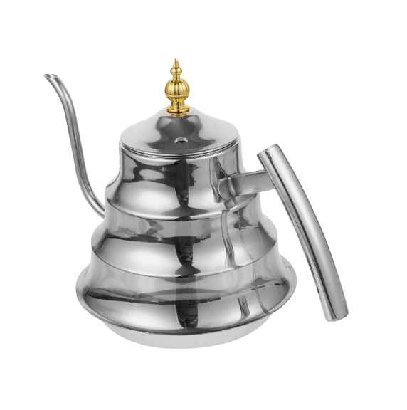 Engraved Design Glossy Finished Kettle For Tea Coffee Serving Copper Metal Tea Kettle Tableware Tea  Espresso Supplies