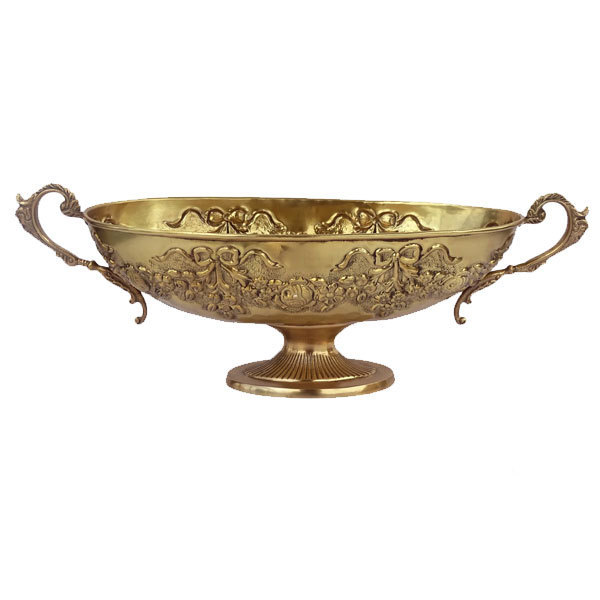 Fine Embossed Brass Antique Round Fruit Bowl