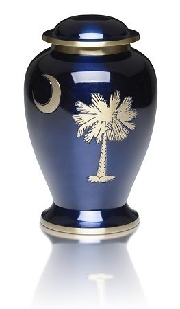 Palmetto Tree and Crescent Moon Polished Premium Quality Metal Cremation Urn for Human  Ashes and Funeral Supplies