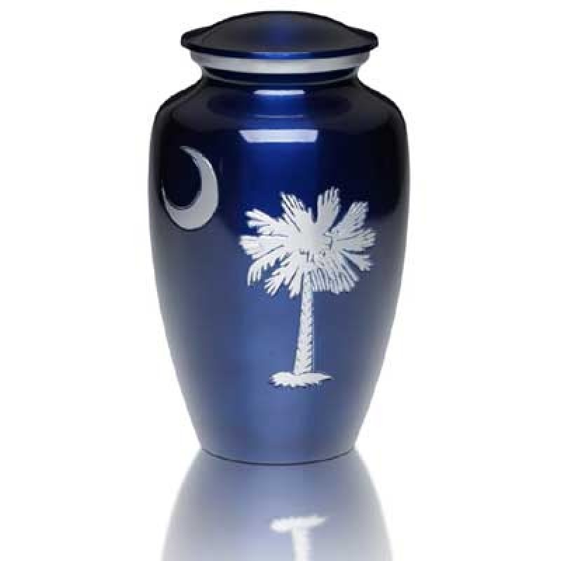 Palmetto Tree and Crescent Moon Polished Premium Quality Metal Cremation Urn for Human  Ashes and Funeral Supplies