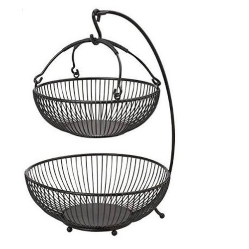 Wholesale Decorative Iron Metal Countertop Fruit Basket Use at Home Kitchens for Storing Fresh Fruits and Vegetables