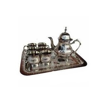 Luxury Hotel Restaurant Simple Design Metal Tea Set Antique Finishing Catering Serving Pots Arabic Tea Pot Kettle Set