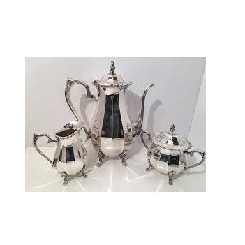 Traditional Intricated Arabic Catering Serving Tea Set Hotel Restaurant Stainless Steel Metal Tea Pot Set