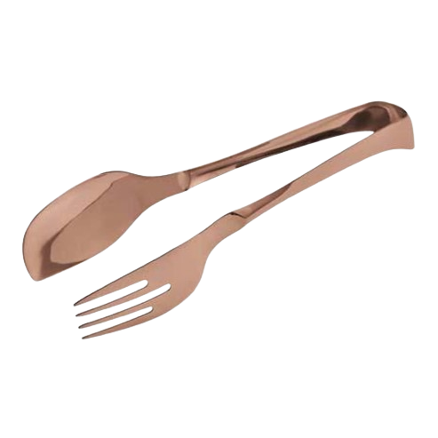 Home Kitchen Supplies Rose Gold Finished Metal Tongs Kitchen & Tabletop Salad Clips Food Tongs For Cooking Baking And Grilling