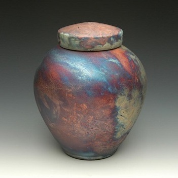 Raku Theme Aluminium Beautifully Hand Crafted Superior Quality Metal Cremation Burial Urn for Human Ash