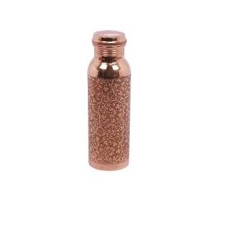 Hammered Design Gold Finished Sturdy Copper Water Bottle for Gym Yoga Workout Ayurveda Benefits Pure Copper Water Bottle