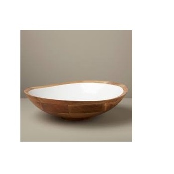 Acacia Wooden Kitchen and Tabletop Decorative Dinnerware Bowls Used for Serving Delicious Pasta and Custard