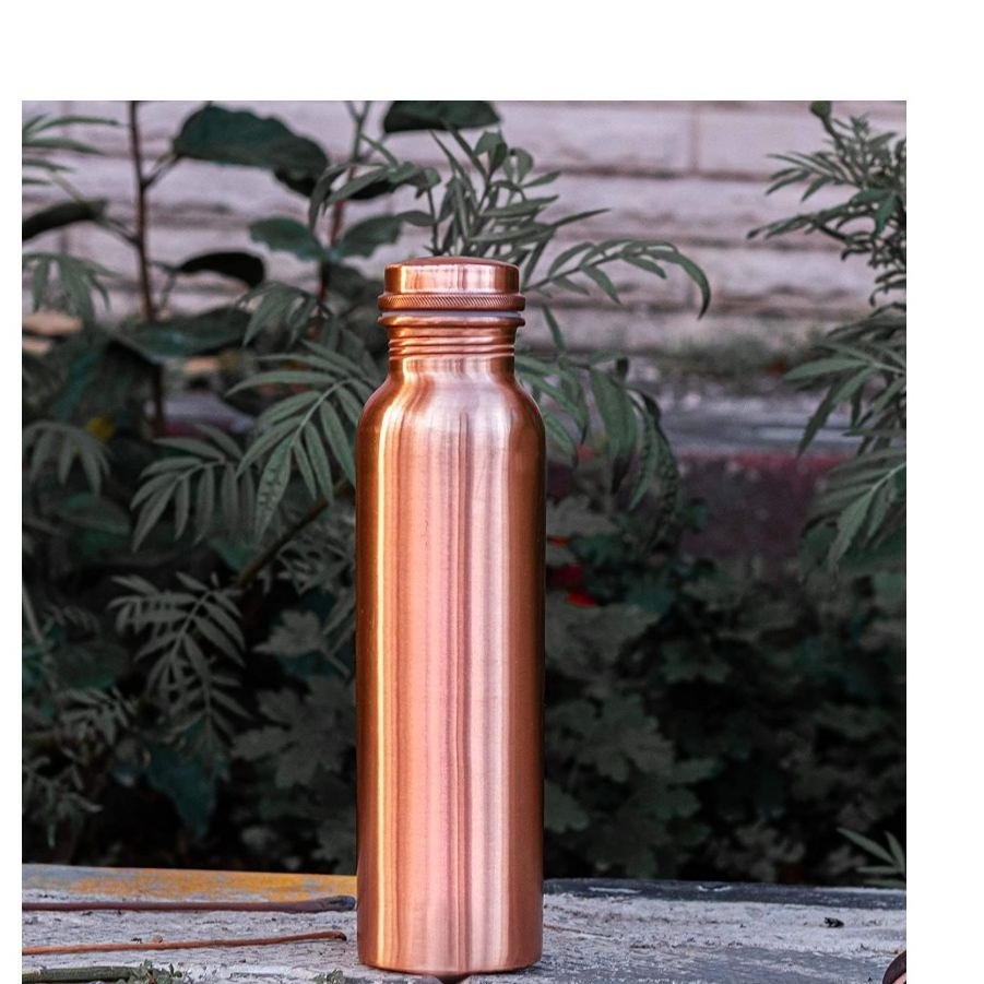 Copper Water Bottle Set of Four Glass Antique Finished Sturdy Copper Water Bottle with Tumblers Kitchen Tabletop