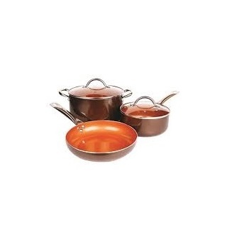 Set of Four Copper Metal Handmade Cookware Soup Milk Steak Frying Pots Copper Cooking Pot and Pan Cookware Sets Non Stick