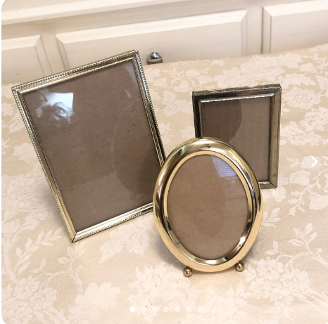 Set of Two Hexagonal Metal Glass Frame Decorative Living Room Bathroom Tabletop Picture Photo Glass Frame