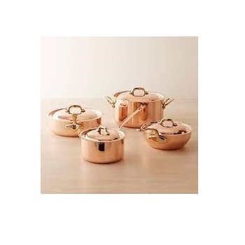 Set of Four Copper Metal Handmade Cookware Soup Milk Steak Frying Pots Copper Cooking Pot and Pan Cookware Sets Non Stick