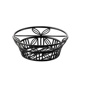 Handmade Decorative Black Iron Wire Bread Basket Used at Home Kitchen Tabletop for Serving and Storing Fresh Bread