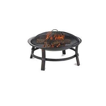 Classic Metal Fire Pit BBQ Grill Outdoor Wood Burning Steel Log Firepit for Camping Grilling Smores Yard Cooking Outside