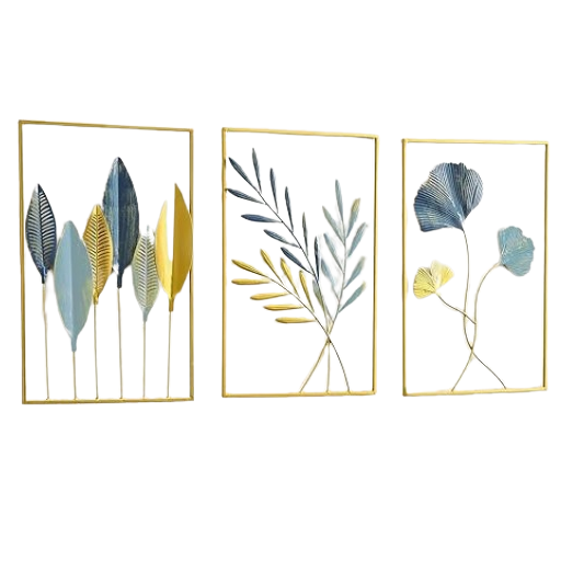 Wholesaler Wall Decoration Set Metal Hanging Home Decor Crafts Gold Metallic Leaf Wall Art Decorative For Living Room Bedroom