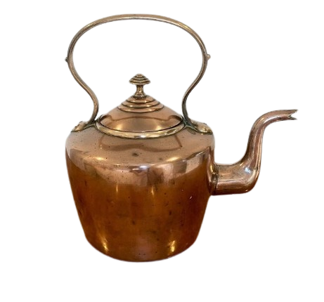 Engraved Design Glossy Finished Kettle For Tea Coffee Serving Copper Metal Tea Kettle Tableware Tea  Espresso Supplies