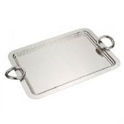 Stainless Steel Tray Tabletop Decorative Silver Metal Rectangular Shape Metal Serving Tray Serving Drinks and Snacks