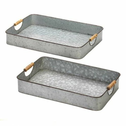 Latest Style Shiny Polished Tabletop Decorative Stainless Steel Rectangular Shape Metal Serving Tray