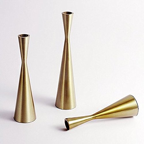 Aluminium Brushed Golden Taper Candlestick Holders for Wedding Sustainable Quality Metal Candle Holder with Customized Shape