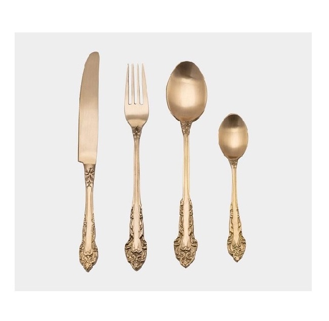 Unique Design Metal Cutlery Set with Copper Finishing Knife Dinner fork Dinner Spoon Fork Tea Spoon Newest Cutlery Table Decor