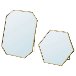 Set of Two Hexagonal Metal Glass Frame Decorative Living Room Bathroom Tabletop Picture Photo Glass Frame