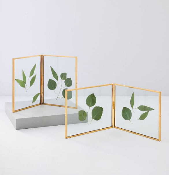 Set of Two Hexagonal Metal Glass Frame Decorative Living Room Bathroom Tabletop Picture Photo Glass Frame