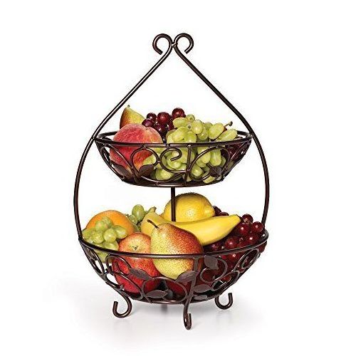 Creative Mesh Design Iron Metal Countertop Fruit Basket Use at Home Kitchens for Storing Fresh Fruits and Vegetables