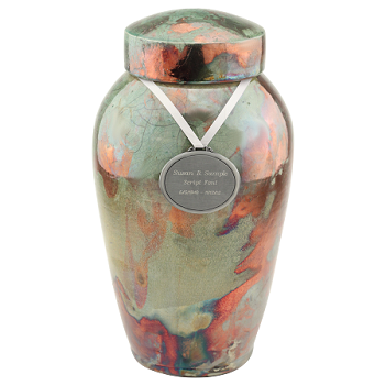 Raku Theme Aluminium Beautifully Hand Crafted Superior Quality Metal Cremation Burial Urn for Human Ash