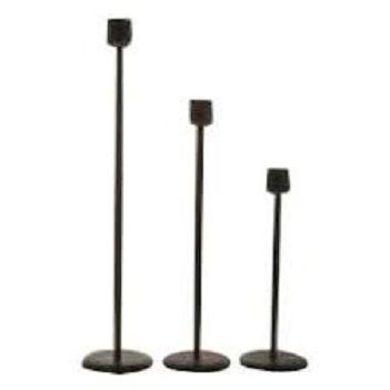 Set of Three Black Finished Taper Candle Holder for Wedding Sustainable Quality Metal Candle Holder with Customized Shape