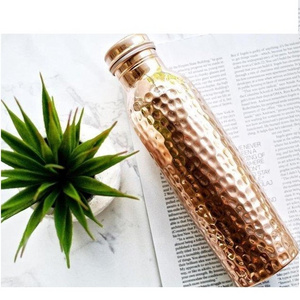 Hammered Design Gold Finished Sturdy Copper Water Bottle for Gym Yoga Workout Ayurveda Benefits Pure Copper Water Bottle