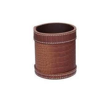 Cylindrical Shape Leather Desk Pen Pencil Holder Stand Multi Purpose Use Pencil Cup Pot Desk Organizer Wholesaler