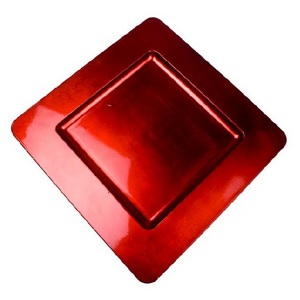 Red Square Decorative Charger Plate