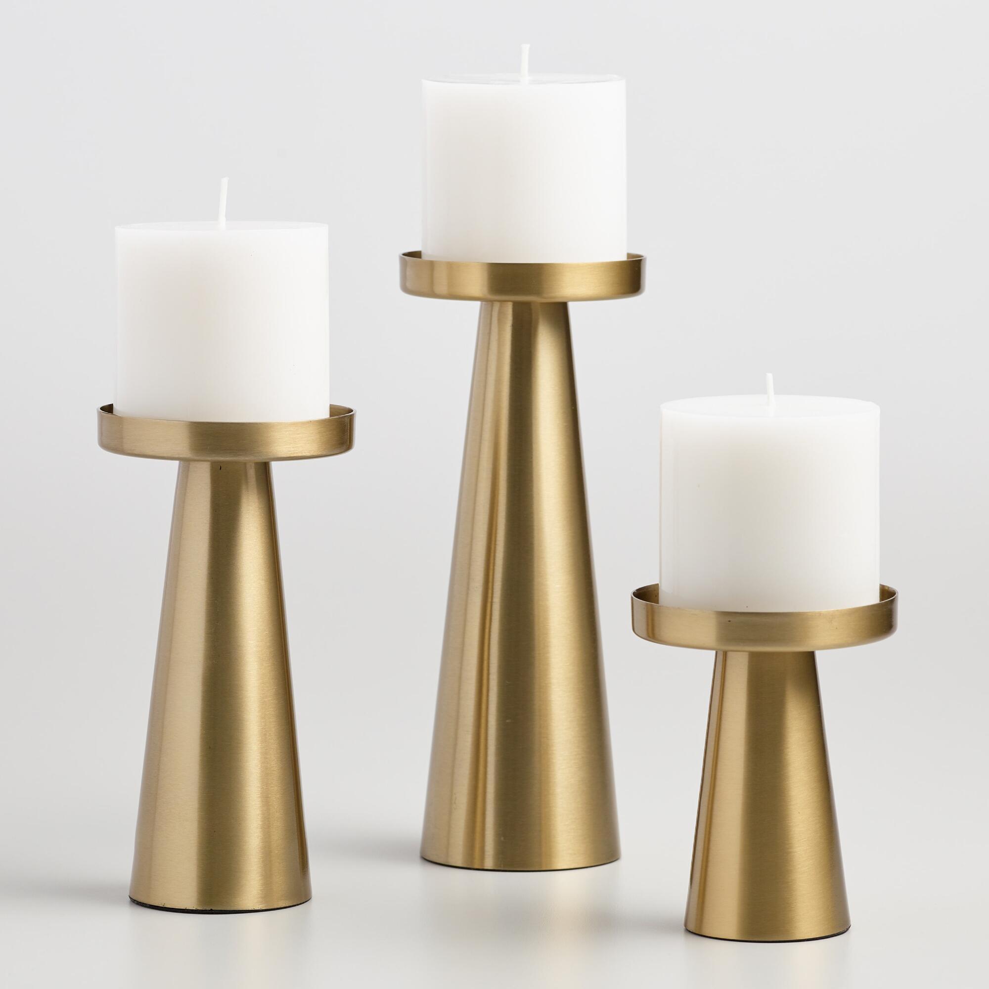 Brushed Gold Pillar Candle Holder