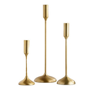 Gold Finished Taper Candleholders for Wedding Sustainable Quality Metal Candle Holder with Customized Shape