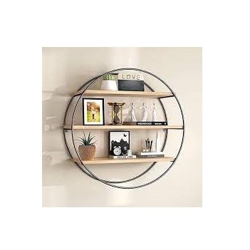 Metal Wall Rack with Wood Shelves Handcrafted Custom Made Wall Mounted Boutique Salon Product Display Racks for Shop