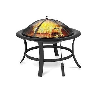 Handcrafted Metal Fire Pit BBQ Grill Outdoor Wood Burning Steel Log Firepit for Camping Grilling Smores Yard Cooking Outside