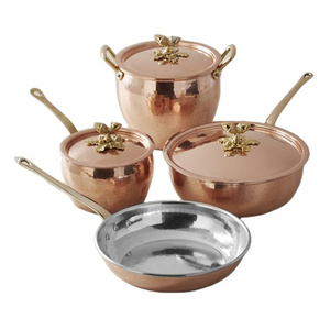 Direct Factory Supply Copper Metal Home Kitchen Cookware Soup Milk Steak Frying Pots Copper Cooking Pot Cookware Set