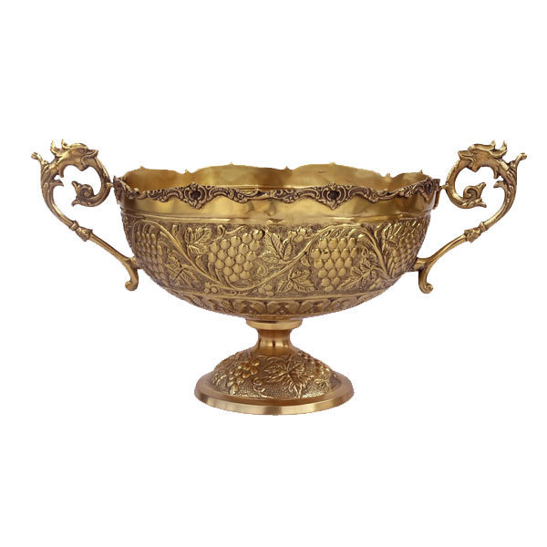 Fine Embossed Brass Antique Round Fruit Bowl