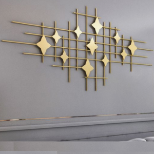 Gold Metallic Star Wall Decor 2-Piece Set for Living Room Bedroom Home Office Designer Metal Art Decor