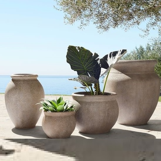 Artisan Stone Sphere Nordic Style Flower Planters for Home Interior and Outdoor Decorative Garden Usage