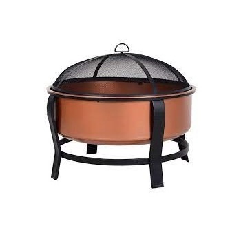 Custom Made Copper Metal Solid Round Fire Pit Large Outdoor Heavy Round Wood Burning Firepit with Fire Poker Stick