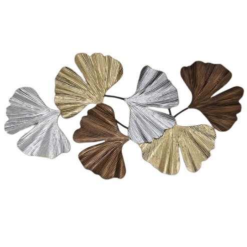 Silver Metallic Leaves Wall Decor 2-Piece Set for Living Room Bedroom Home Office Metal Art