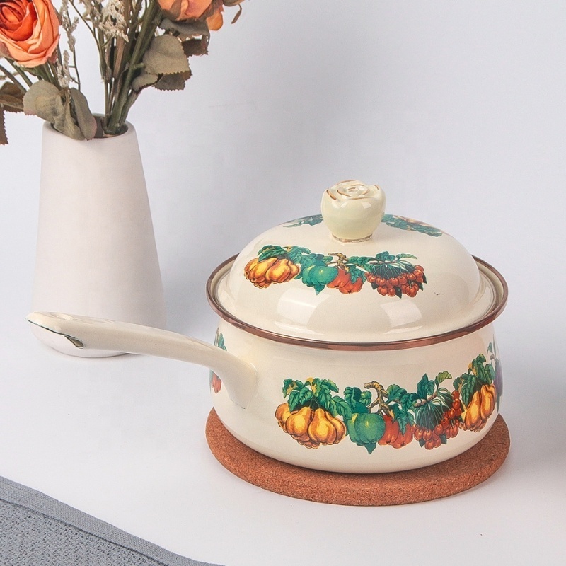 Russian Enamel Casserole Coffee Enamel Tea Milk Pot Set Cookware