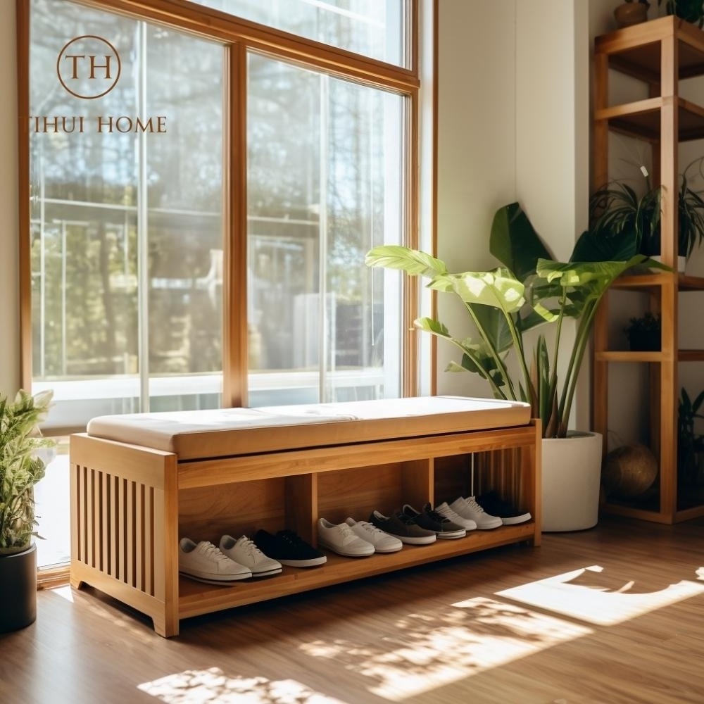 Tihui Home Bamboo shoe bench Bamboo cloth multi-layer shoe rack changing stool Corridor Bamboo Shoe Rack