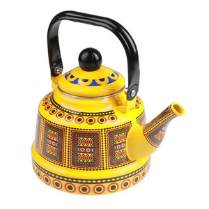 Enamel kettle capacity of 1.2 liters nostalgic picnic teapot suitable for gas and induction cooktops