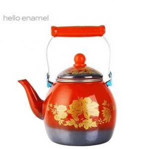 Chinese red enamel kettle large capacity exquisite vintage teapot kettle 2.5L