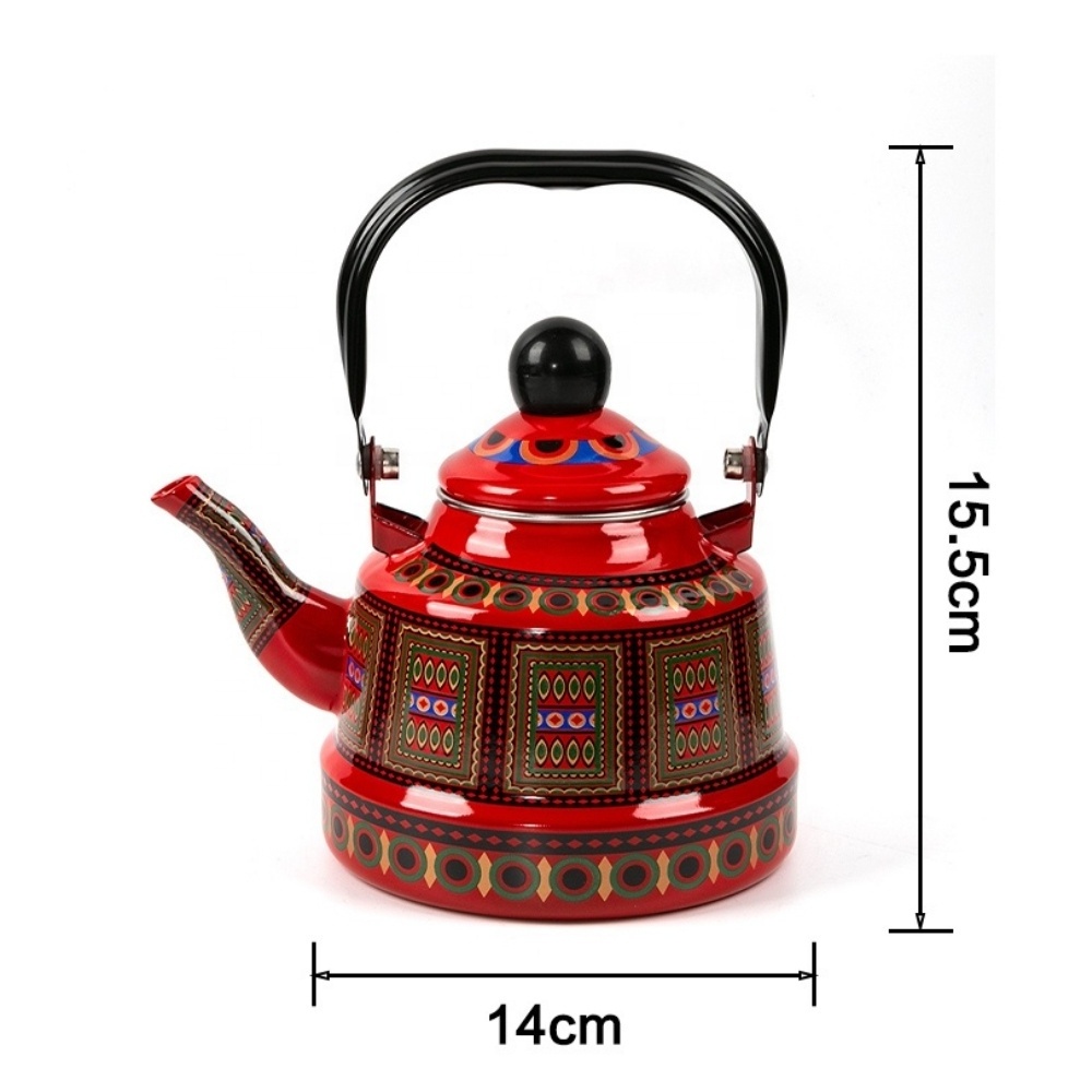 heat-resistant 2.5L household enamel teapot painted coffeepot with iron handle retro ancient bell kettle Sustainable