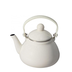 Portable Hot Water Whistling Ceramic Handle Enamel Pear Shape Kettle