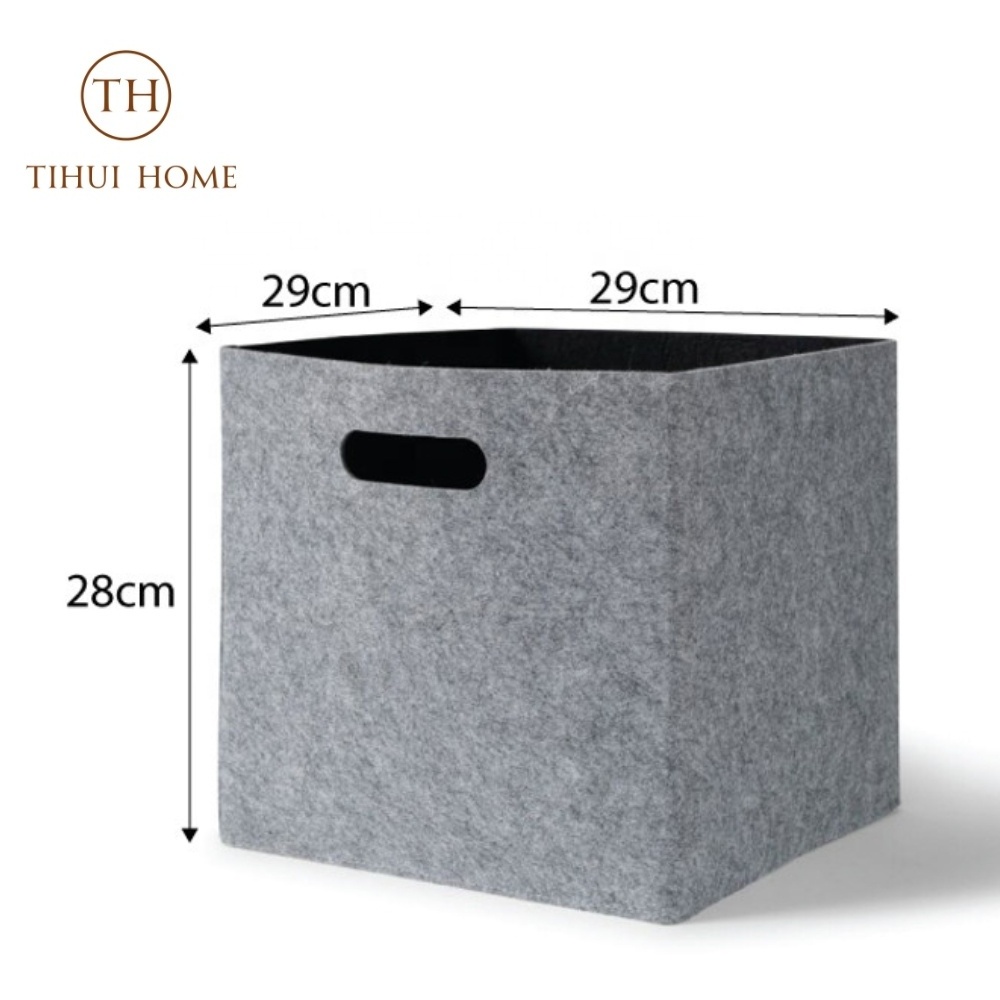 Tihui Manufacturer ODM OEM Home Felt Cube Blue Toy Storage Box Creative Storage for Sorting